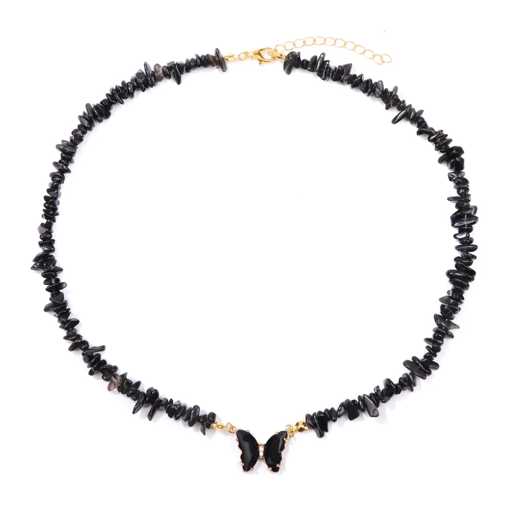 🦋 Butterfly Charm Stone Necklace 🦋