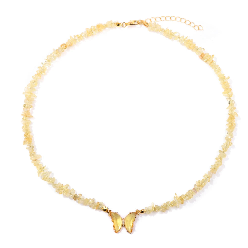 🦋 Butterfly Charm Stone Necklace 🦋