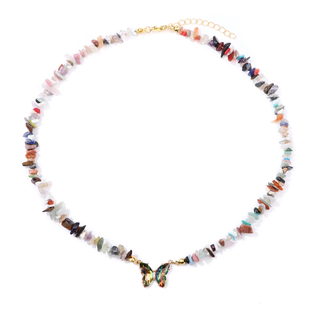 🦋 Butterfly Charm Stone Necklace 🦋