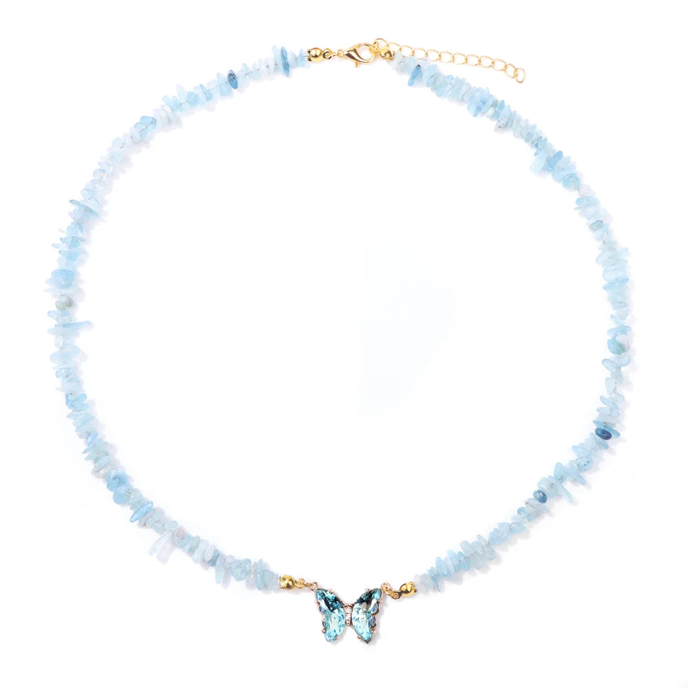 🦋 Butterfly Charm Stone Necklace 🦋