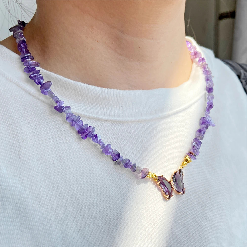 🦋 Butterfly Charm Stone Necklace 🦋