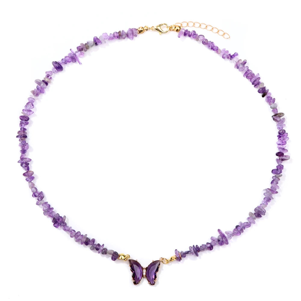 🦋 Butterfly Charm Stone Necklace 🦋
