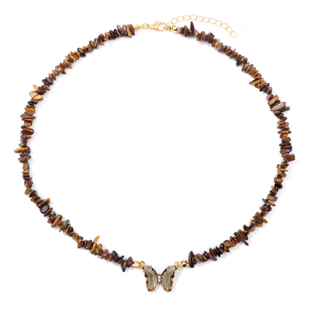 🦋 Butterfly Charm Stone Necklace 🦋