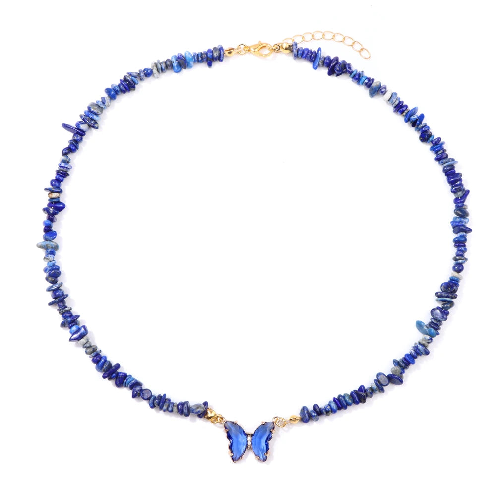 🦋 Butterfly Charm Stone Necklace 🦋