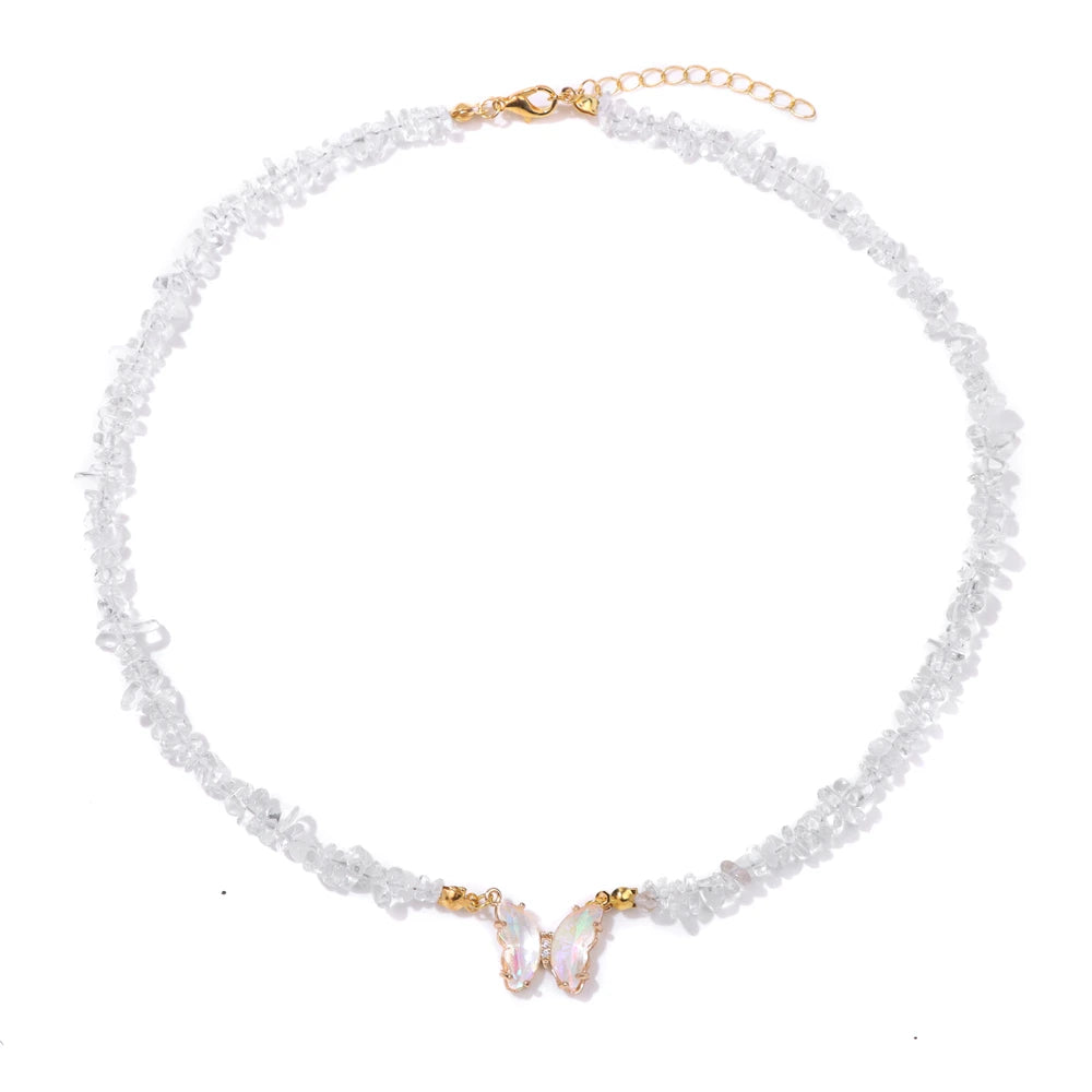 🦋 Butterfly Charm Stone Necklace 🦋