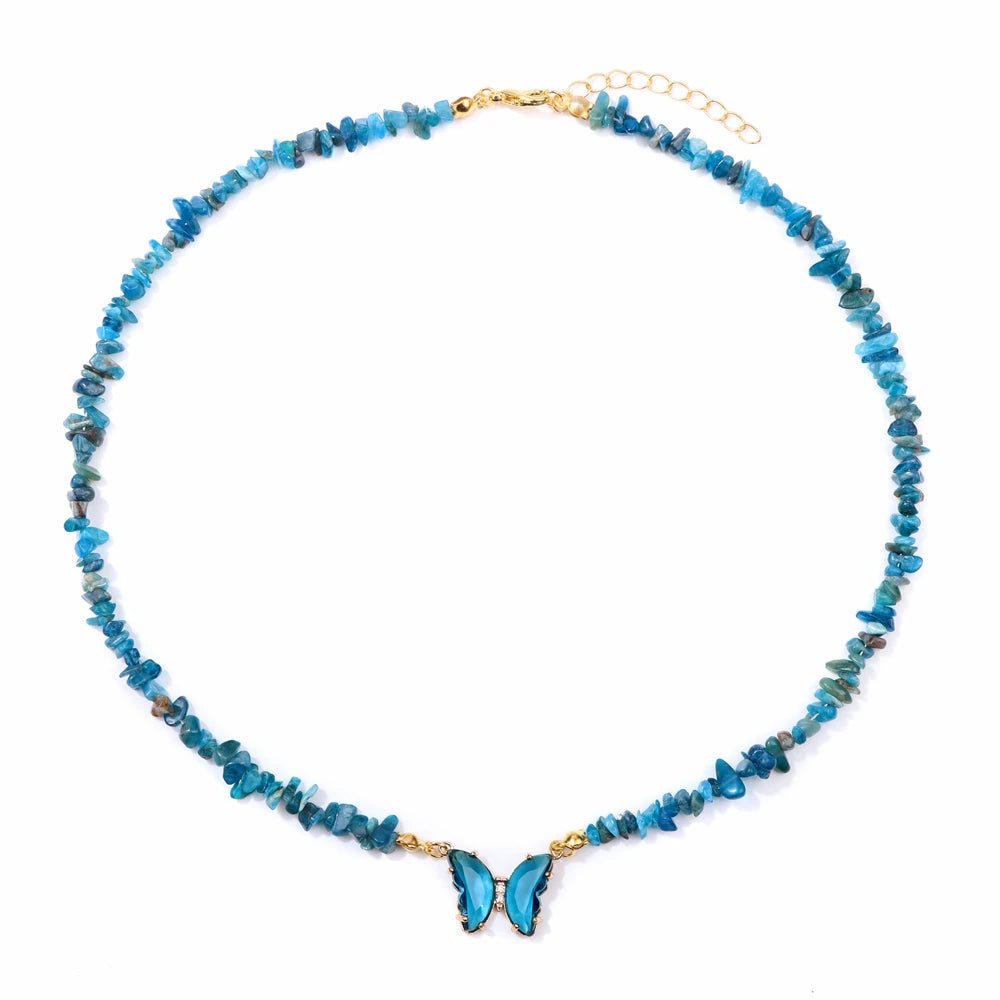 🦋 Butterfly Charm Stone Necklace 🦋