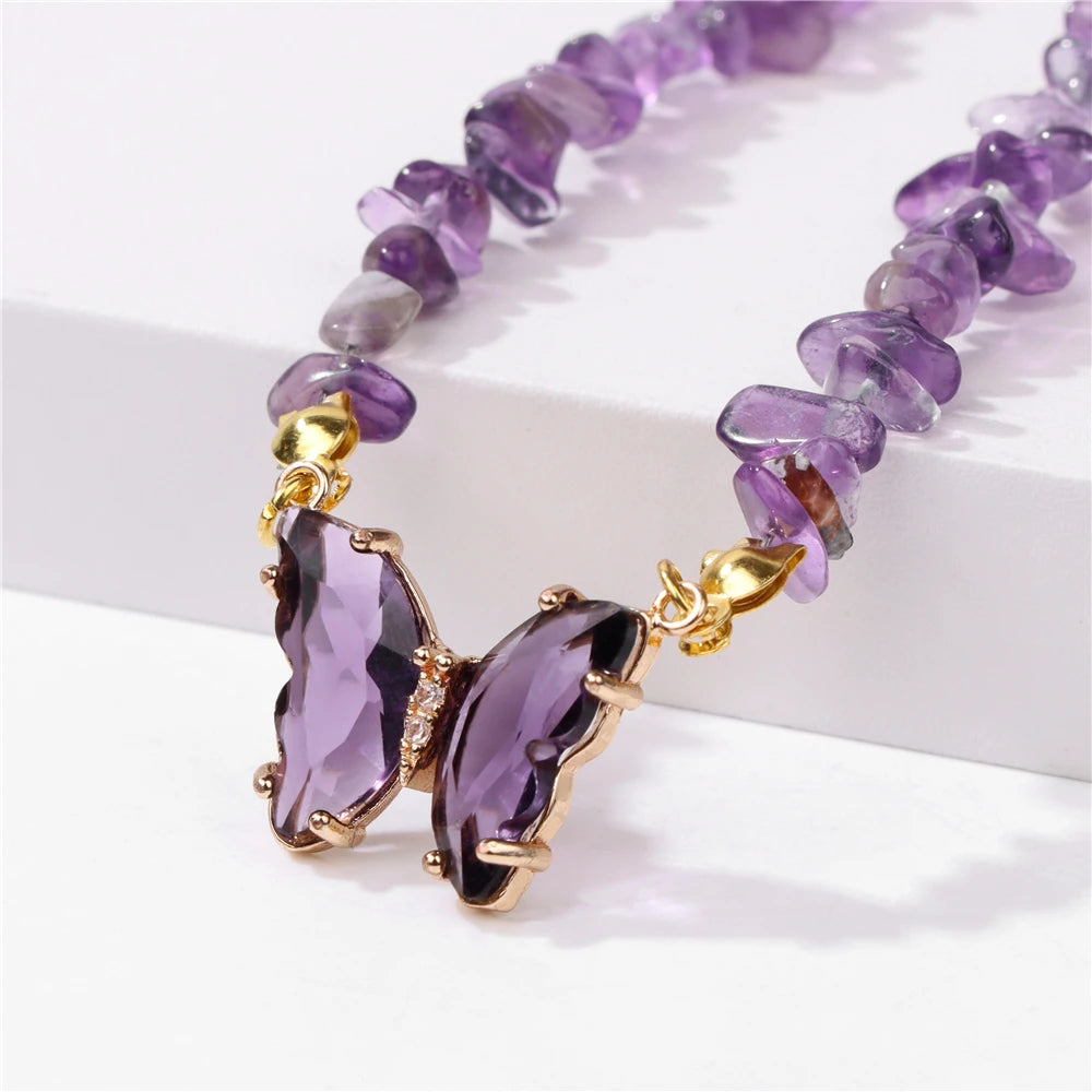 🦋 Butterfly Charm Stone Necklace 🦋
