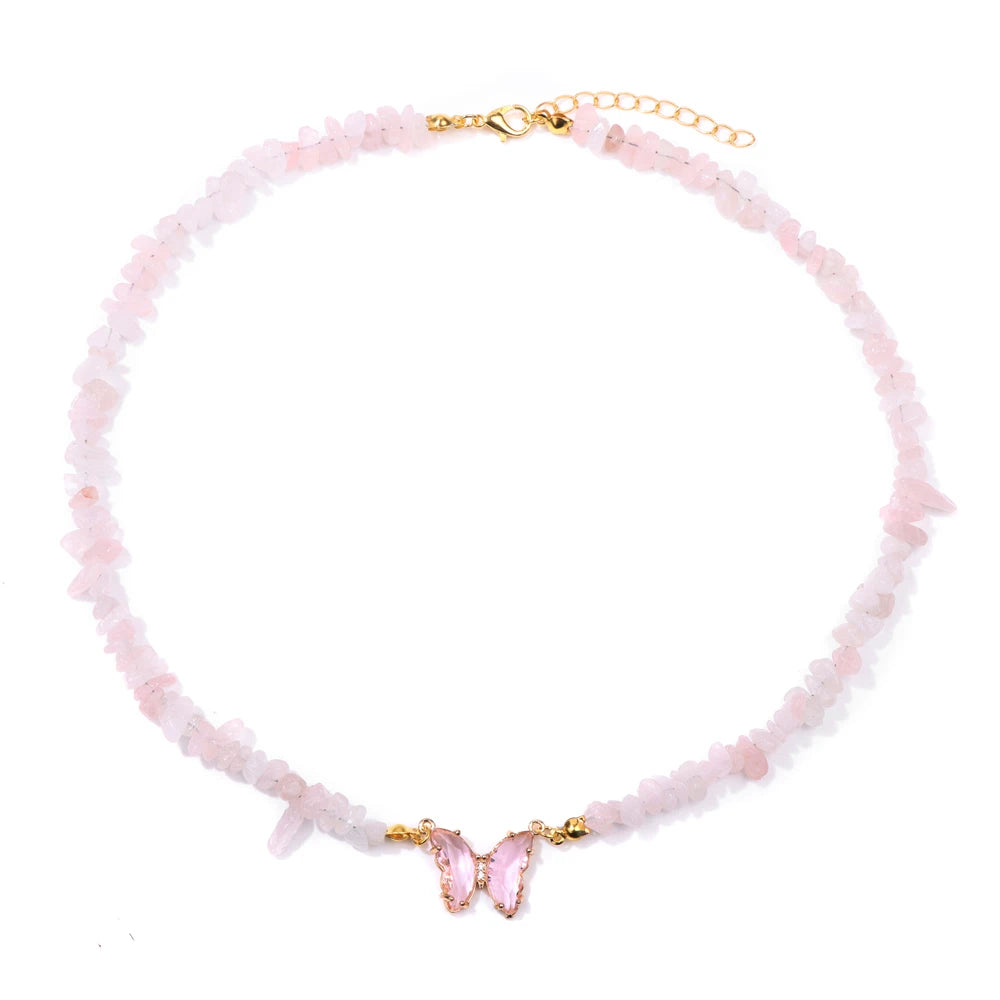 🦋 Butterfly Charm Stone Necklace 🦋